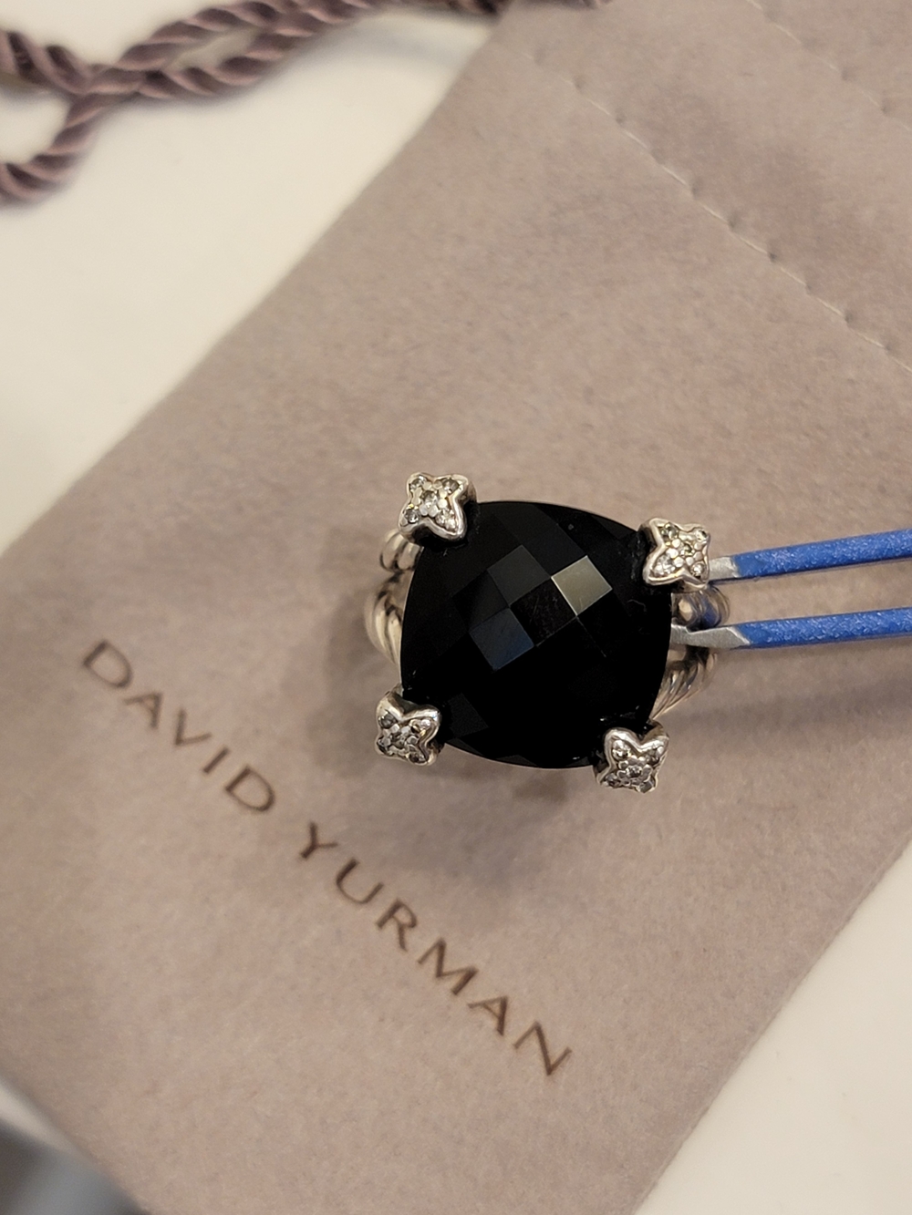 David Yurman Black Onyx and Diamond Albion Ring